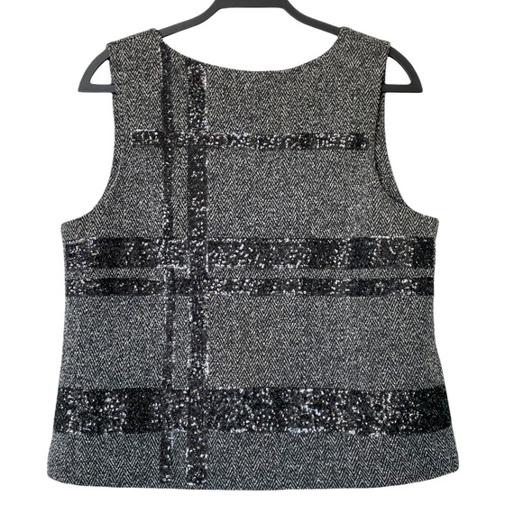 Banana Republic Sequin Herringbone Dark Gray Low Back Zipper Tank Size 12 - Picture 3 of 12